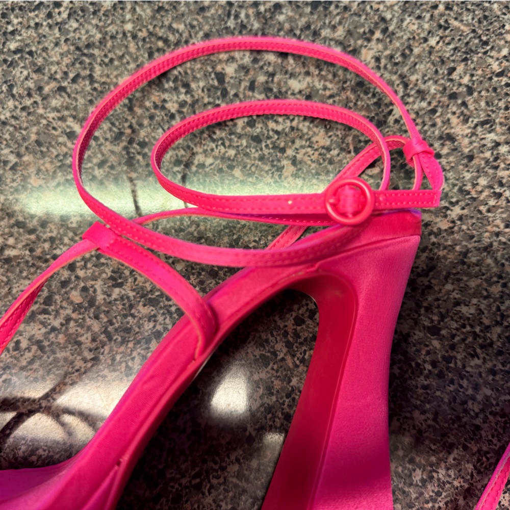 “ZARA” Satin Strappy Wraparound Platform Sandal Heels - Picture 12 of 16